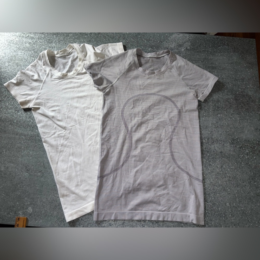 Lululemon swiftly White tee and black & white Striped Short Sleeve Tees